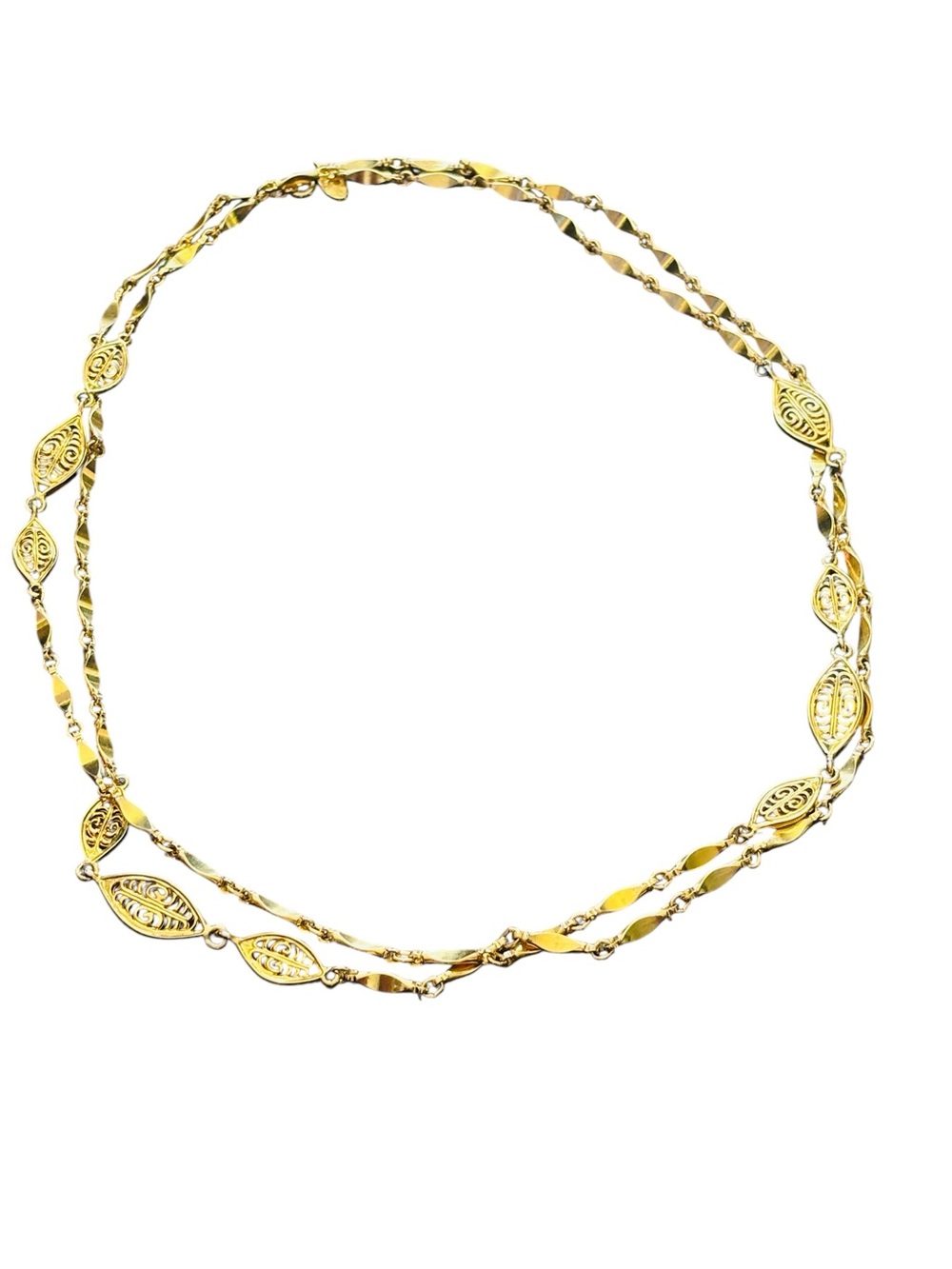 Vendome Signed Vintage 1960s Long Goldtone Filigree Chain 49 Inches Necklace